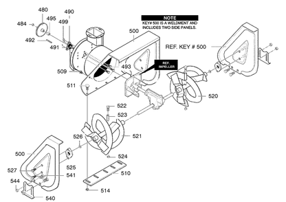 Auger Housing Diagram and Parts List for 629104X89C 2001 Briggs and Stratton Snow Blower